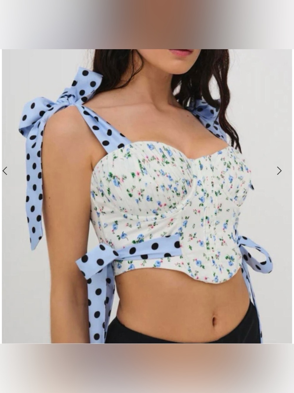 FOR LOVE & LEMONS Eugene Bustier Corset Top Shirt Blue Womens Size Medium NEW